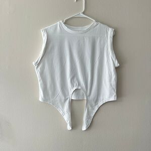 Commense Womens Crew Neck Tie Front Sleeveless 100% Cotton Top Large